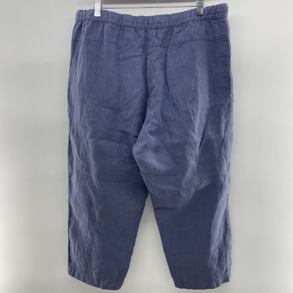 Pure J. Jill LP Petite Pants Garment Dyed Linen Crop Cropped Pockets Drawstring - Picture 6 of 15